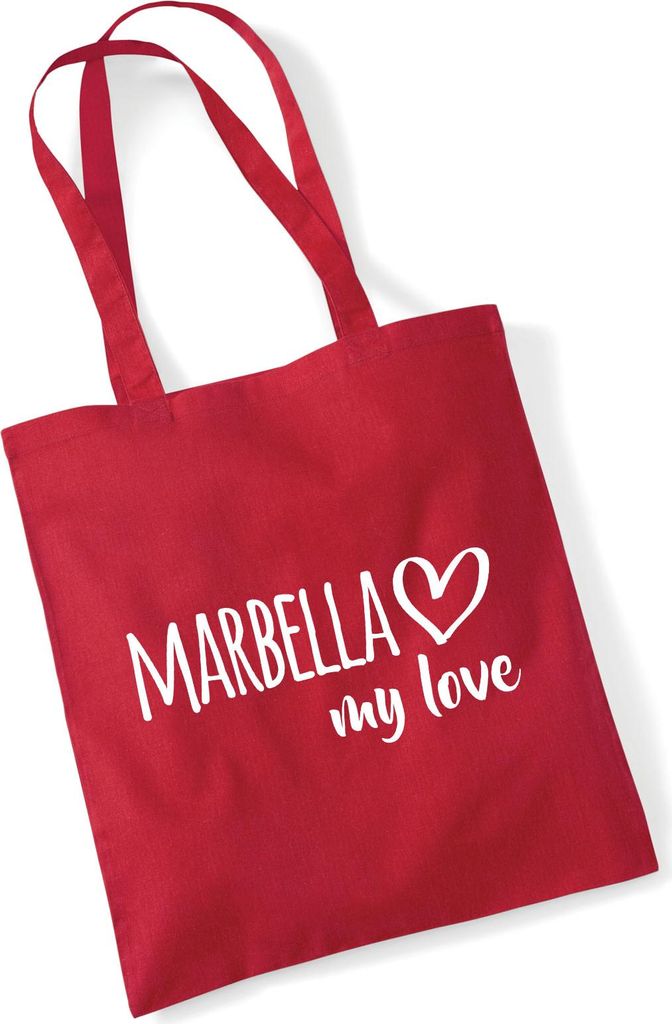 Huuraa Jutebeutel Marbella my love 10 Liter Classic Red Baumwolle Tasche Geschenkidee