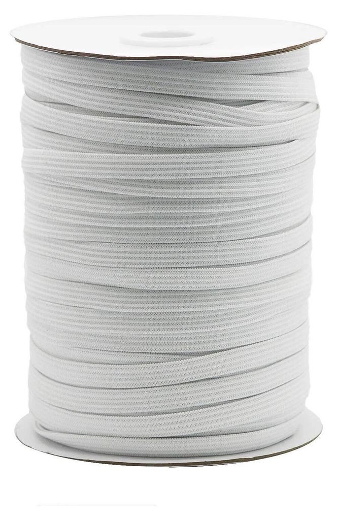 100m Gummiband gestrickt flach 10mm weiß