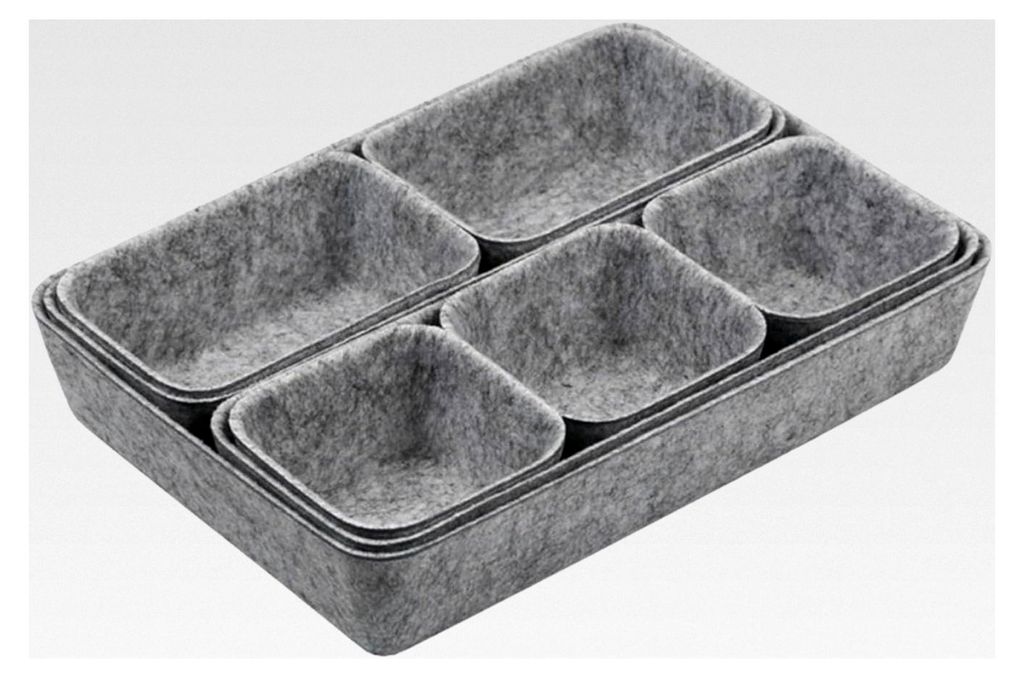 8 Stück Filz Schubladen Organizer, Filz Aufbewahrungsboxen Set für Schreibtisch, Büro, Bad, Küche (Grau)