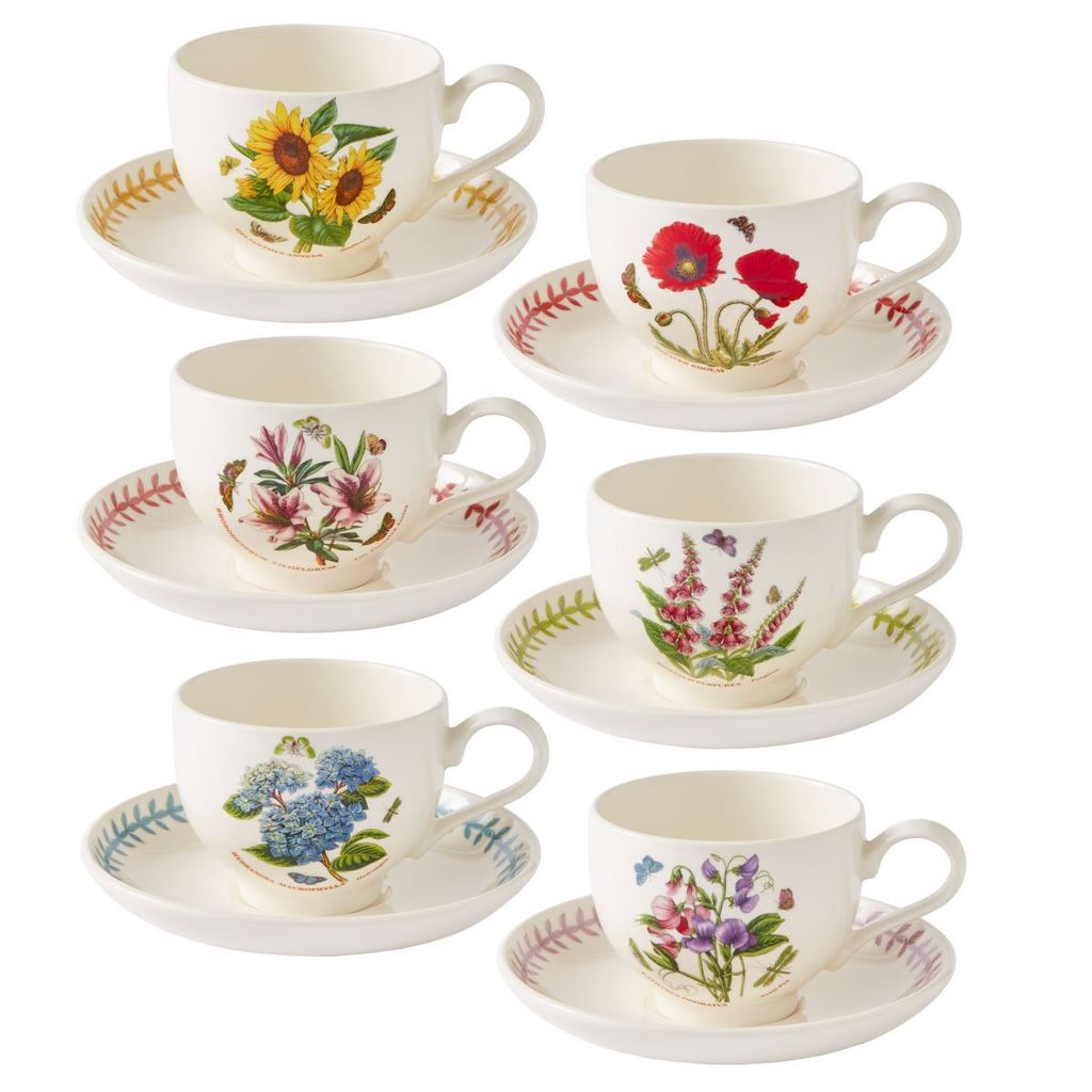 Portmeirion Tasse & Untere 6er Set Botanic Garden Meadow Wiesenblumen