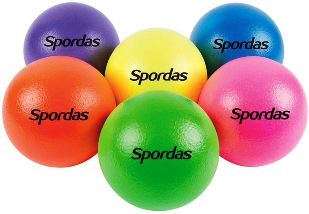 Set di palline in schiuma Spordas neon - 6 pezzi da 16 cm Immagine del prodotto 