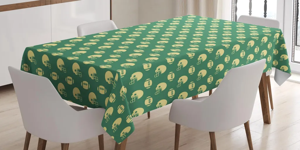 Tovaglia Football Americano ABAKUHAUS 140x200 - Stile Retrò Verde Crema
