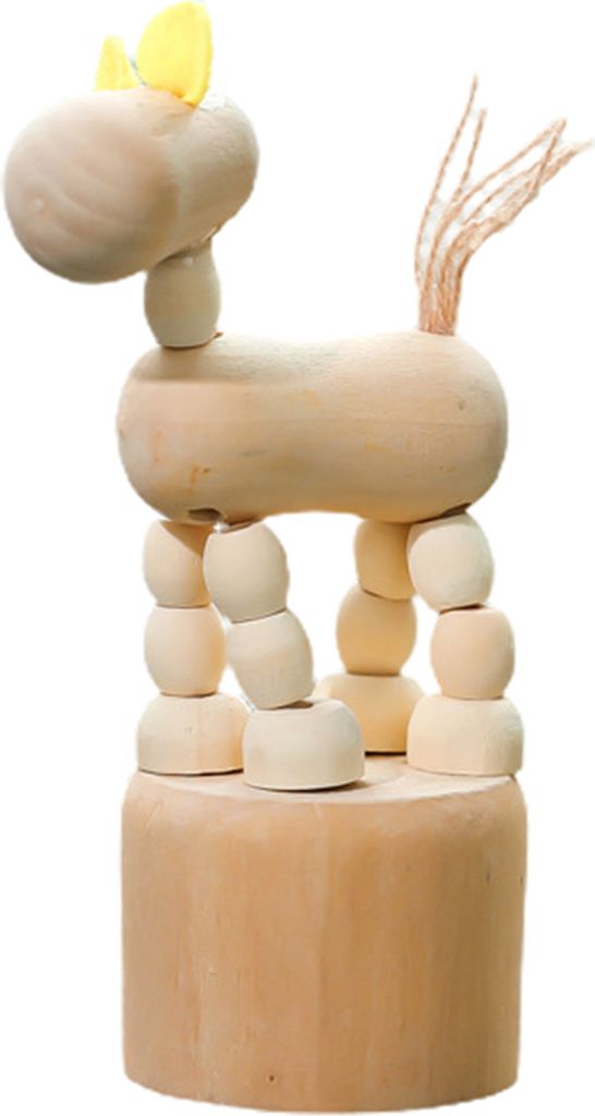 Statue Model Bildungsmehrzweck Holz Cartoon Dancing DIY Animal Ornament für Kinder-Pferd