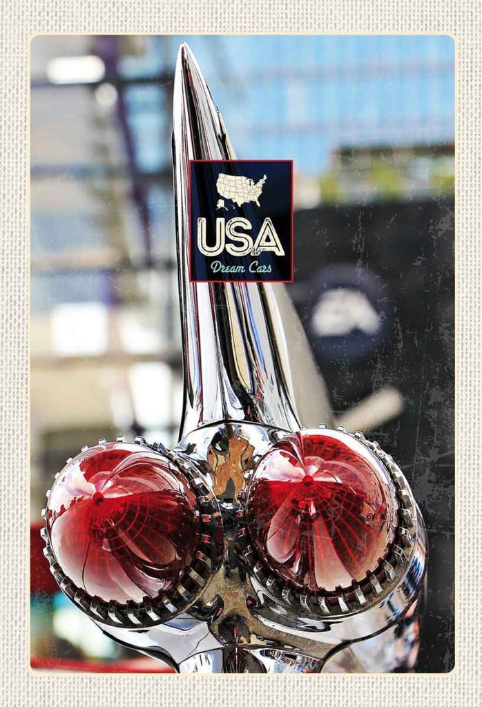 vianmo Holzschild 30x20 cm Amerika Oldtimer 90er silber PKW Bildmotiv Reisemotiv USA