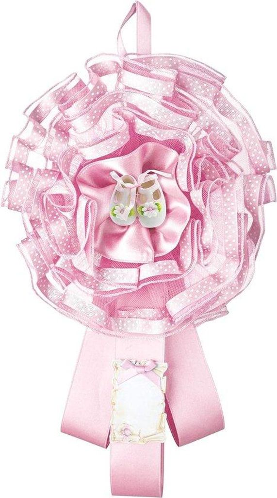 Baby-Welkomststrick - Handgefertigt in Italien - 20 x 35 cm - Rosa Schuhstrumpf