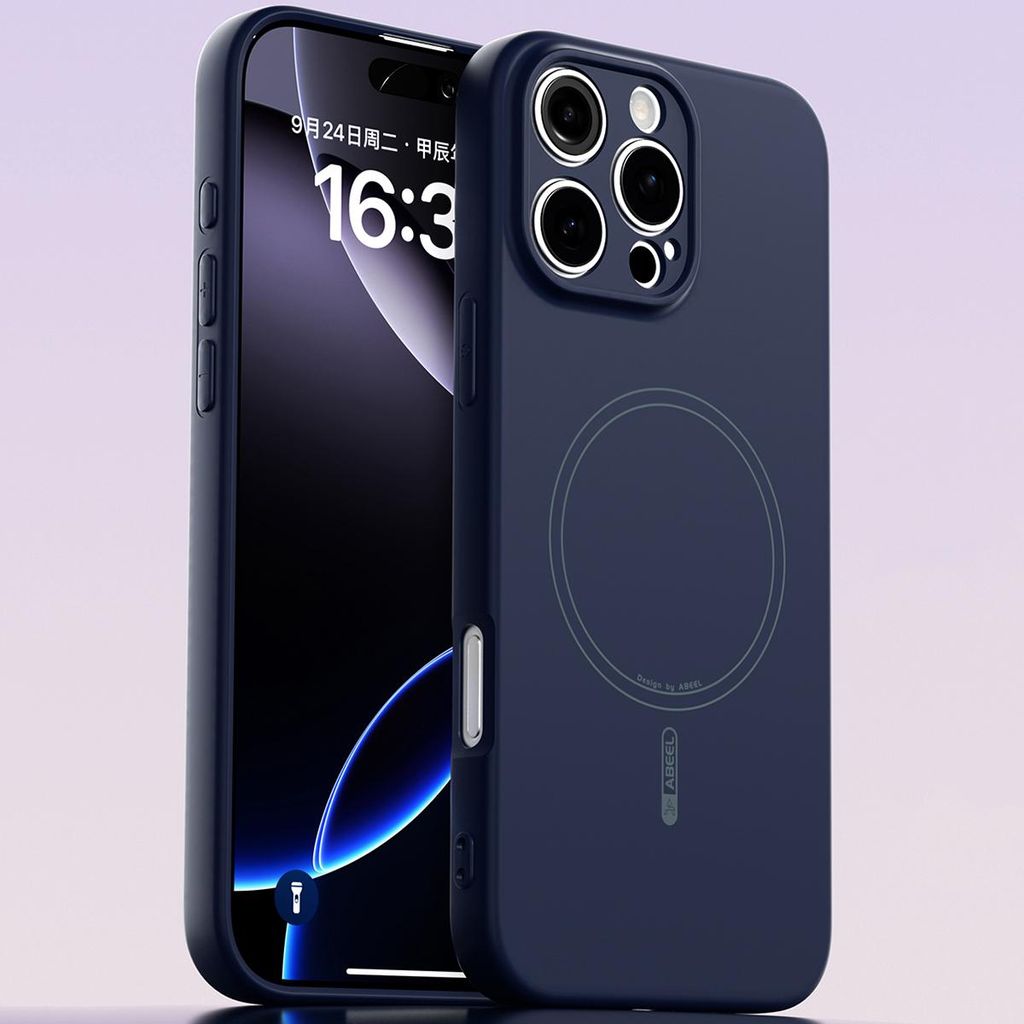 Magnetische Handyhülle für iPhone 16 Pro Max, MagSafe kompatible, Flüssig Silikon Stoßfest Kratzfest Hülle Dunkelblau