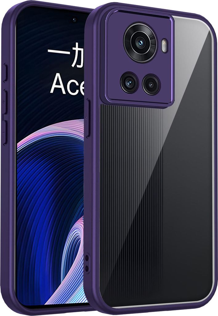 Hülle für OnePlus 10R Transparente Rückseite TPU Bumper Stoßfest Handyhülle Lila