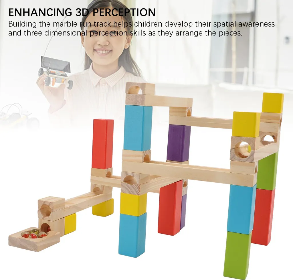 Circuit à Billes en Bois - Jeu Éducatif Apprentissage et Construction