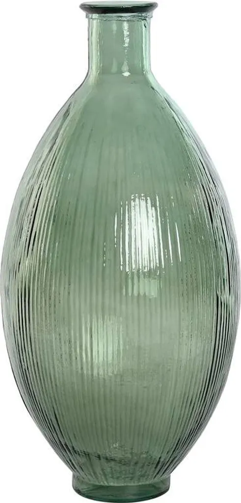 Grand vase décoratif en verre soufflé vert bouteille 59 cm style organique