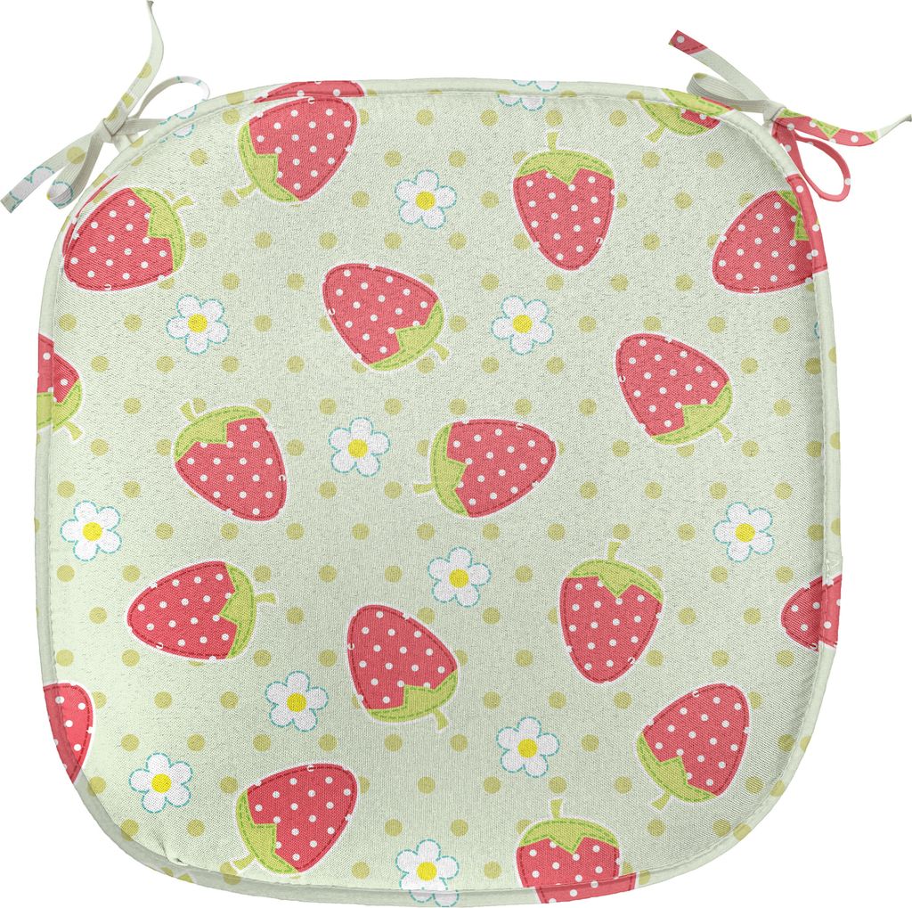 ABAKUHAUS Früchte Polster für Esszimmerstühle, Frühlings-Blüten-Karikatur, Dekoratives wasserfestes Kissen mit Riemen für Küchensitze, 40 cm...