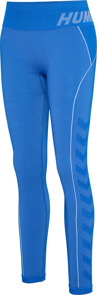 hummel hmlTE CHRISTEL Seamless Mid Waist Tights Damen placid blue/lapis blue melange L