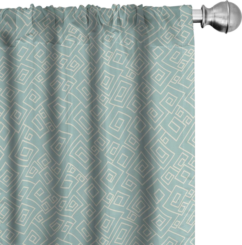 ABAKUHAUS Elfenbein und Blau Vorhänge, Gardinen, Quadrate Rechtecke und Spirallinien Bicolor Geometrische Komposition, 2 Stück 75 x 225 cm, Hellb...