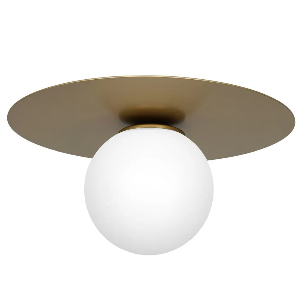 Suspension Design Métal Doré Mat avec Abat-jour Blanc Plat Luminex