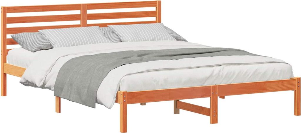 "SALE 2026"Bettrahmen Modernes/Doppelbett - Polsterbett Erwachsene/r /Kind - Wachsbraun 160x220cm Massives Kiefernholz - Klassische Betten DEMöbel...