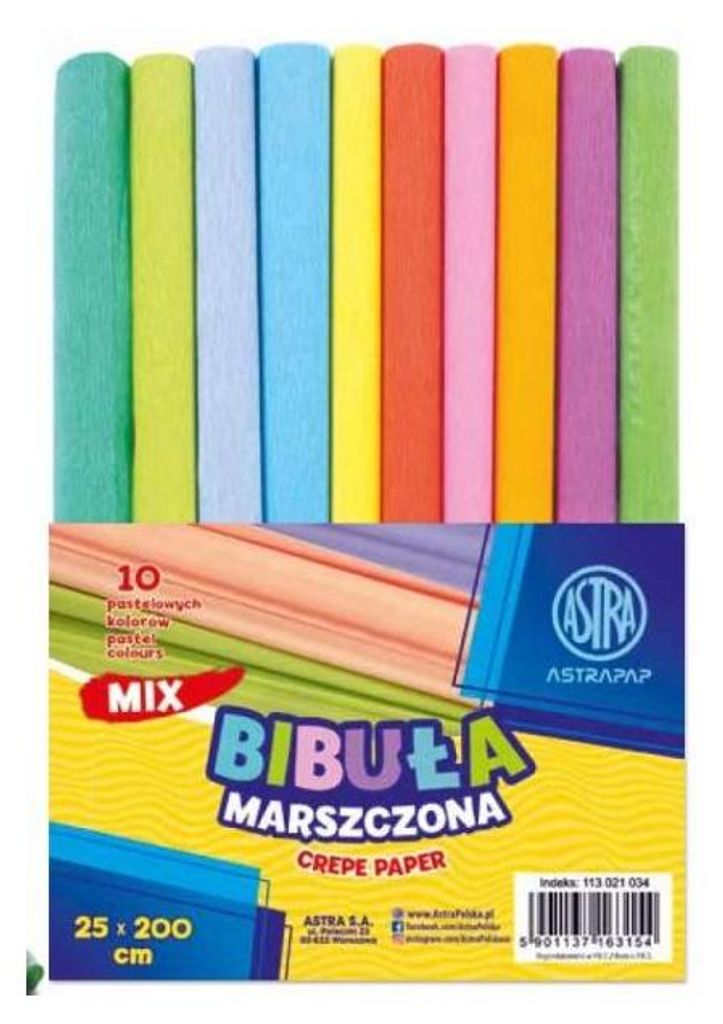 Astra Bibuła marszczona 25 x 200 cm mix 10 kolorów Zdjęcie produktu 