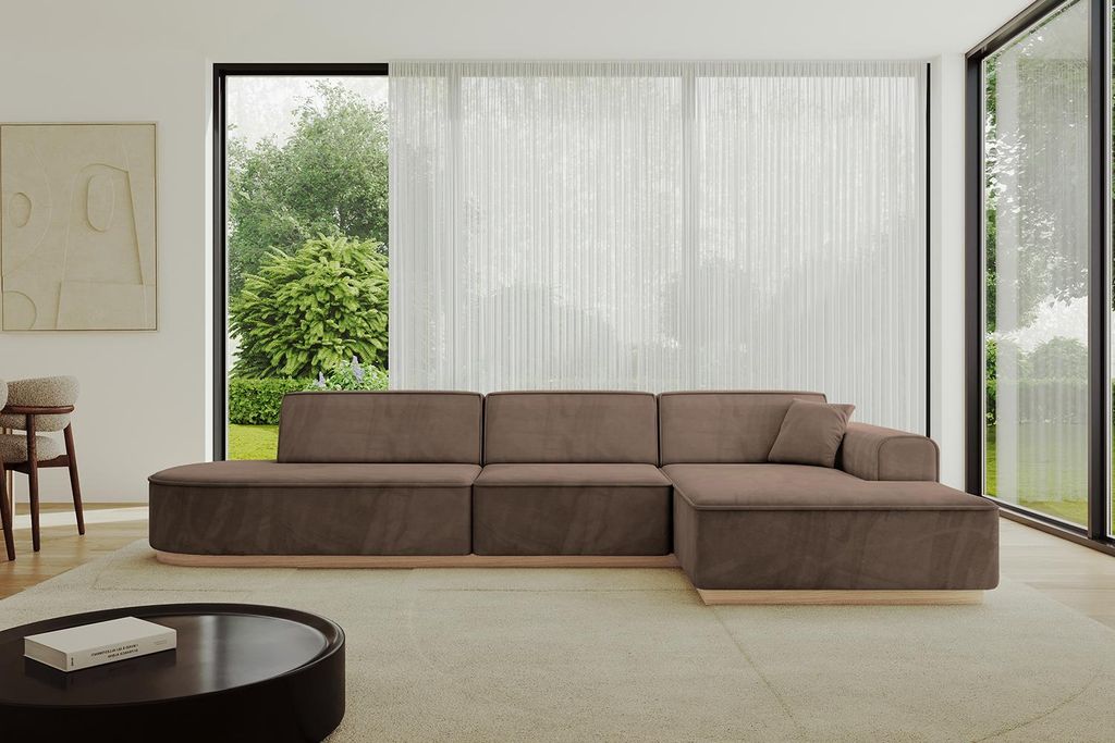 ALTDECOR Ecksofa in L-Form IREA-L2 327x165x80 cm Braun Corner Sofa Eckcouch Couch Wohnlandschaft Cauchsofa