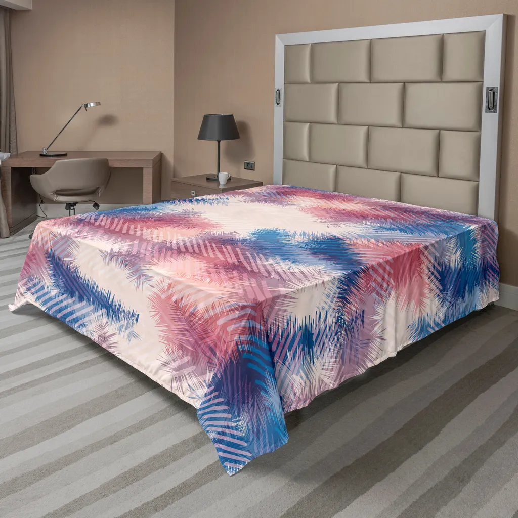 Drap plat psychédélique effet tie-dye numérique plumes tribales 260x228