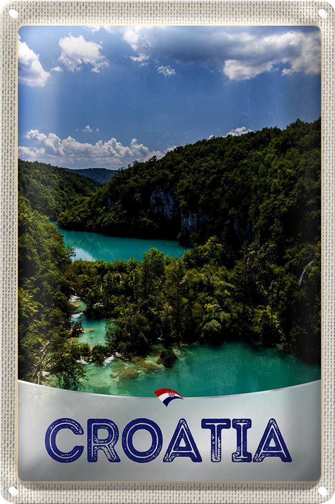 Blechschild Reise 40x30cm Kroatien Meer Natur Urlaub Berge