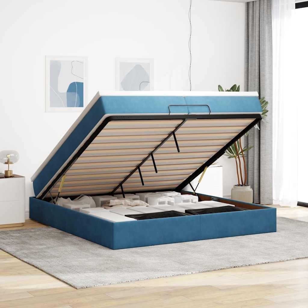 Maison Exclusive - Ottoman-Bett mit Matratzen Dunkelblau 200x200 cm Samt