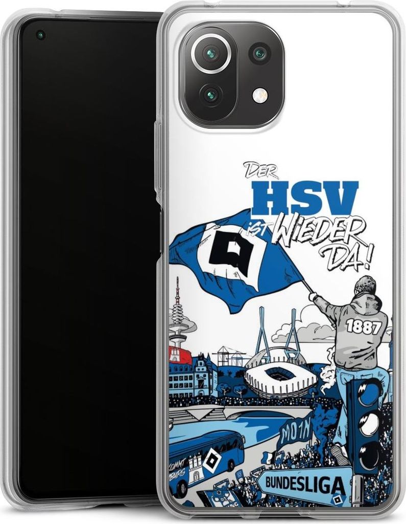 DeinDesign Handyhülle für Xiaomi Mi 11 Lite 5G NE Silikon Hülle Case Smartphone Schutzhülle Aufstieg Hamburger SV Offizielles Lizenzprodukt