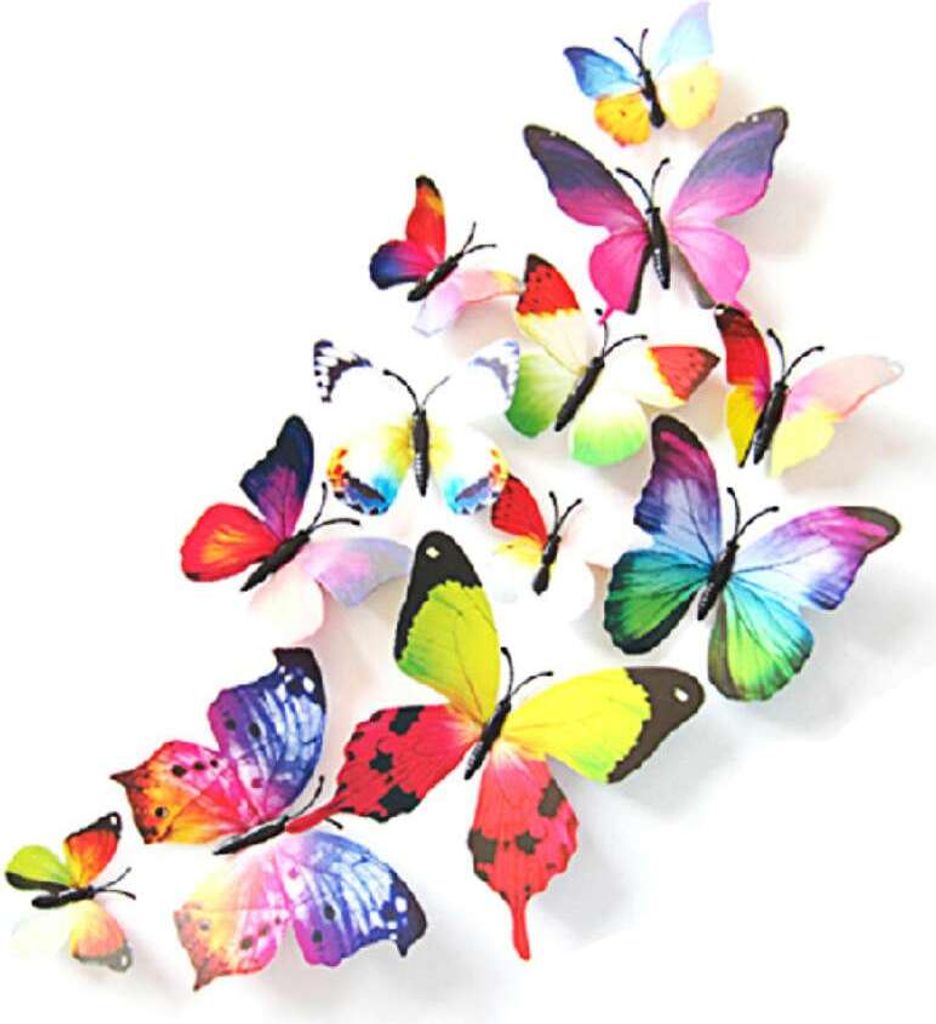 Oblique Unique 3D Schmetterlinge 12er Set für die Wand zum Produktbild 