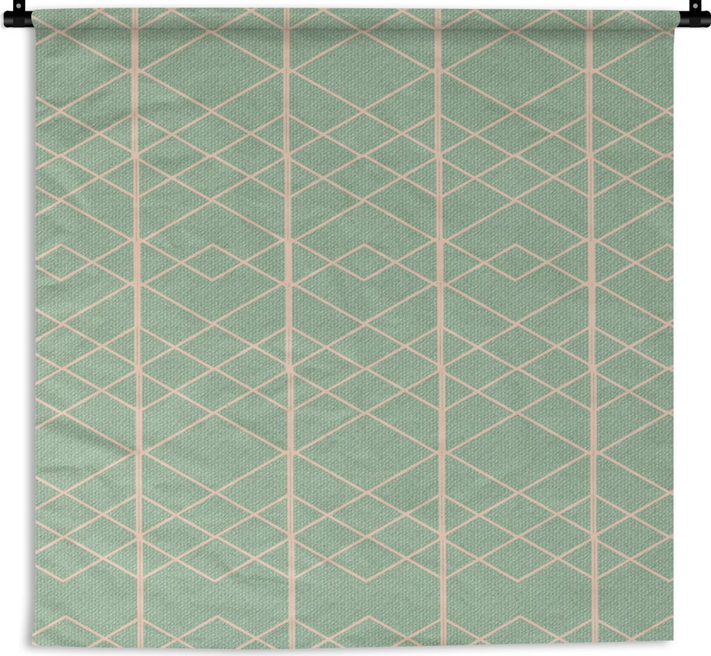 MuchoWow Wandteppich Wandbehang Muster - Linie - Grün 150x150 cm Tapisserie Dekoration Wandtuch - Wohnaccessoires - Modernes