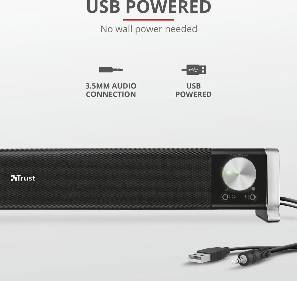 Soundbar PC Trust Asto 21046: Speaker Compatto USB con Jack Frontali - 18