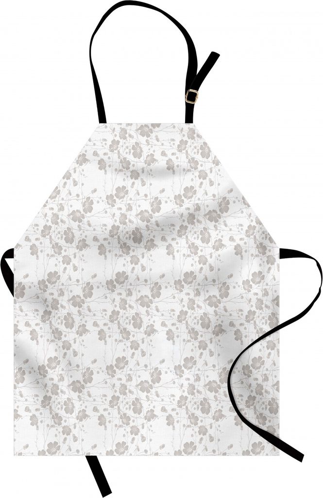 ABAKUHAUS Grau Kochschürze, Natürliche Schönheit Blumen Hand gezeichnete Pfingstrosen Bouquet Florets Romantische Feminine Home Design, Farbfest...