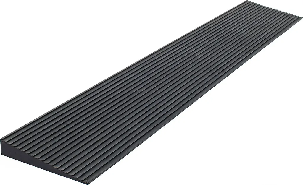 Rampa Wiltec 900x200x35 mm per sedia a rotelle e rollator, nera, rampa per sedia a rotelle in gomma piena, superficie antiscivolo, rampa con cordolo accorciabile