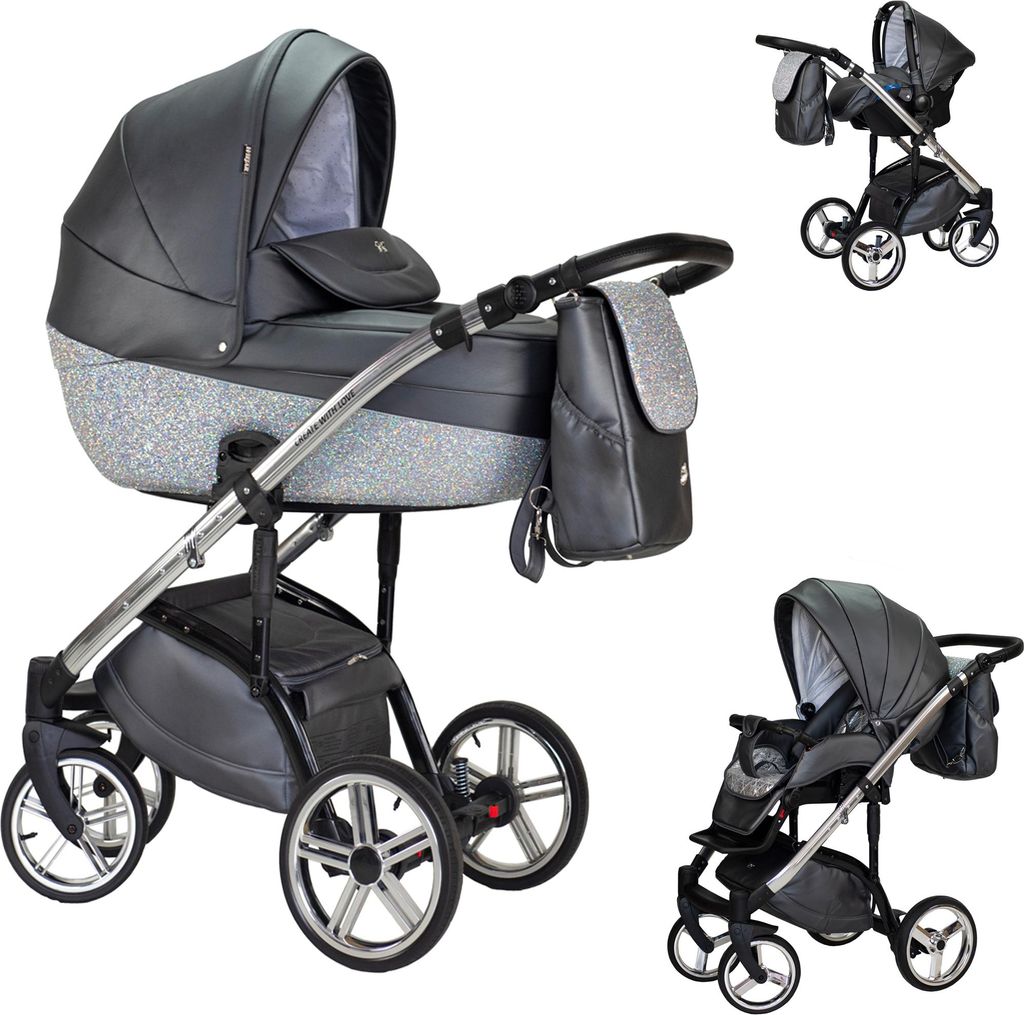 Kinderwagen-Set Vip Lux 4 in 1 inkl. Sportsitz, Autositz und umfangreichem Zubehör in Farbe Space - in 21 Farben erhältlich