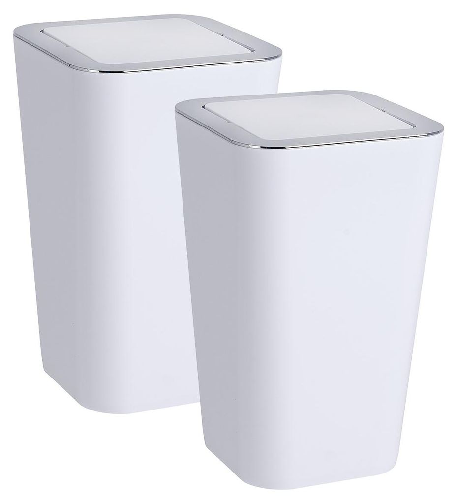 WENKO 2er Set Schwing Deckel Müll Eimer 6 L Abfall Kosmetik Produktbild 