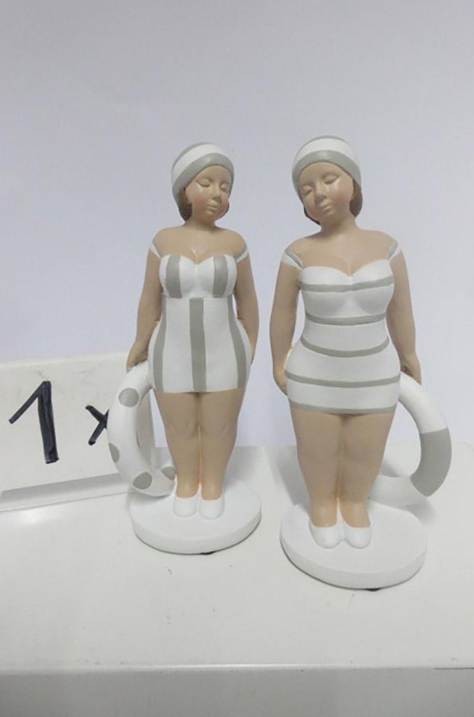 Gilde Figur, Badenixe, "Becky", Kunstharz, grau, weiß, L. 9 Produktbild 