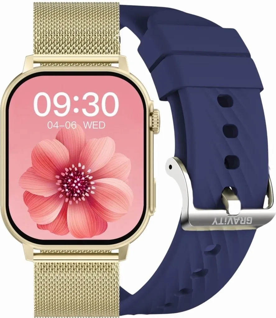 Smartwatch da donna GRAVITY GT15-11 Cinturino in silicone blu navy + Bracciale oro