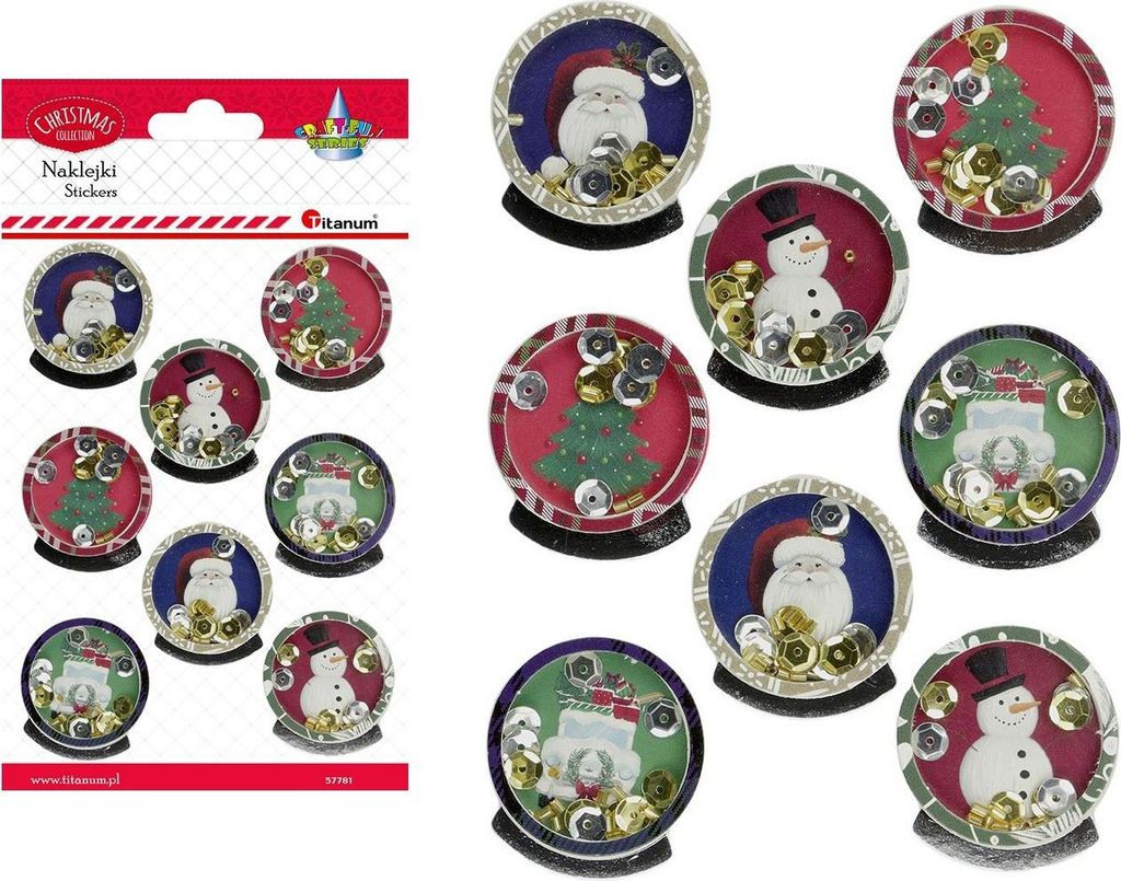 Weihnachtsaufkleber 3D Paillettenkugeln Titanum