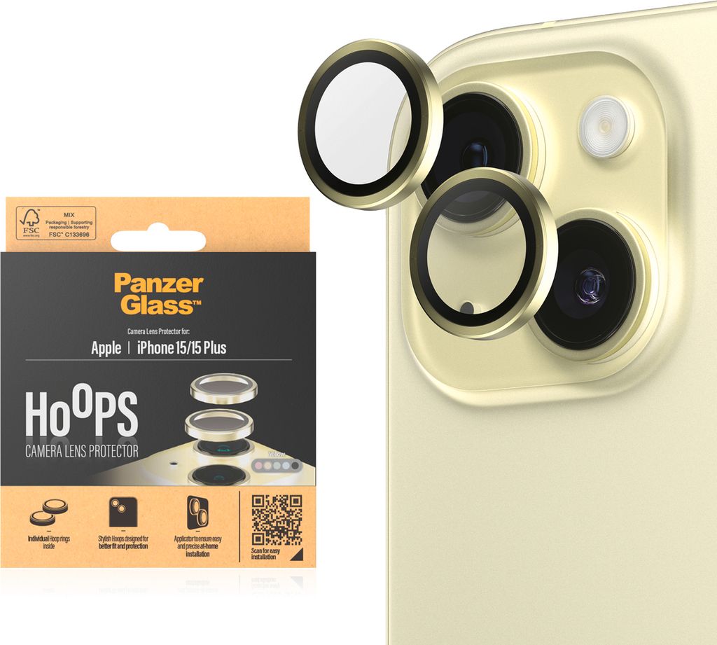 PanzerGlass ® Hoops® Camera Lens Protector Yellow iPhone 15 Zdjęcie produktu 