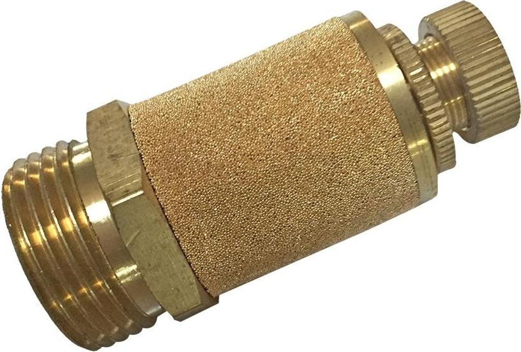 Pneumatik Druckluft Schalldämpfer verstellbar aus Sinterbronze Gewinde BSPT R1/4