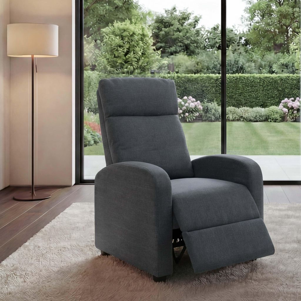 Fernsehsessel MCW-F76, Relaxsessel Sessel Liegesessel, Liegefunktion verstellbar Stoff/Textil hellgrau