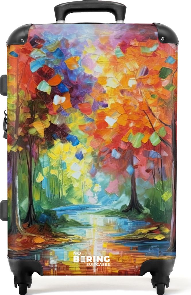 NoBoringSuitcases.com Großer Koffer - Wald - Natur - Ölfarbe - Regenbogen - Kombinationsschloss TSA - Hartschalen Trolley 4 Rollen - 72 liter -...