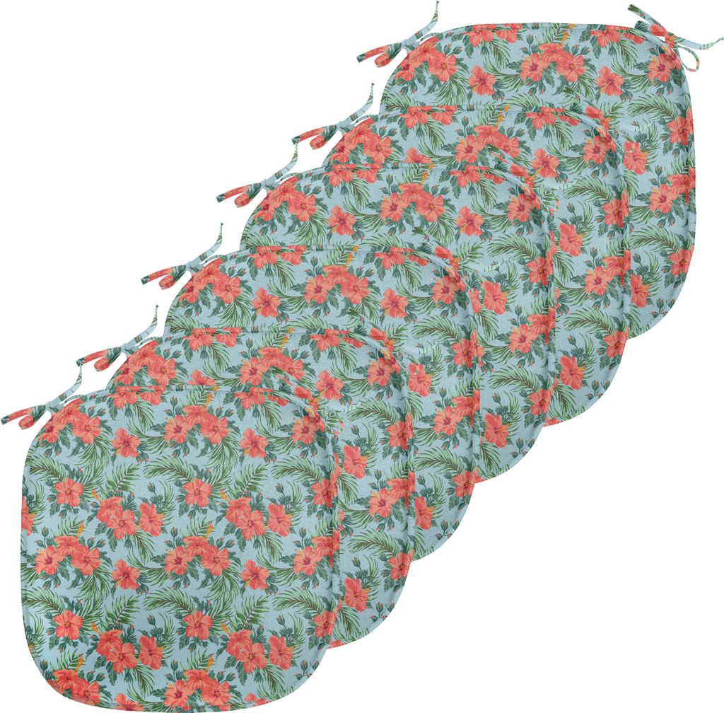 ABAKUHAUS Luau Polster für Esszimmerstühle, Sommer Aloha Flourish, Dekoratives wasserfestes Kissen mit Riemen für Küchensitze, 40 cm x 40 cm-6e...