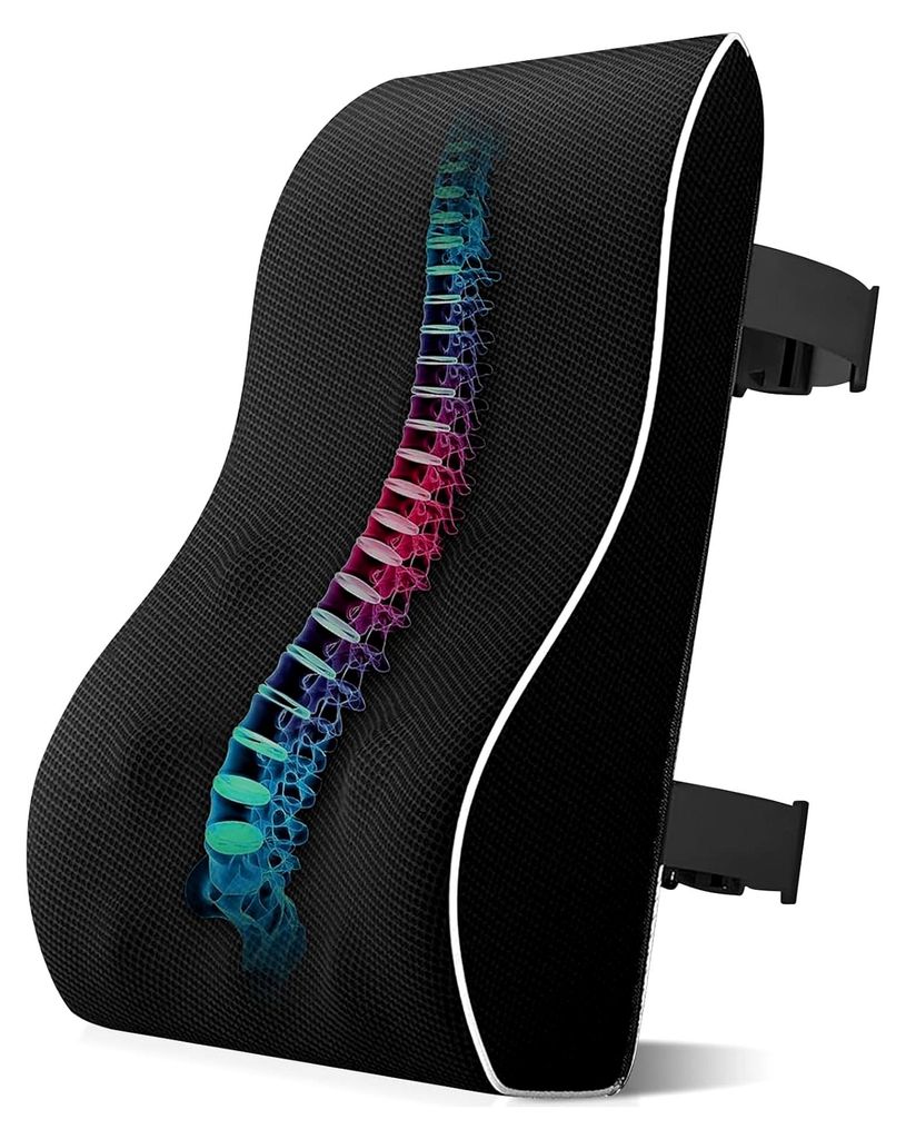 Ergonomisches Rückenkissen mit doppelt verstellbaren Riemen, Memory Foam Lendenkissen für bequeme Sitzhaltung, Lordosenstütze für Auto, Bürost...