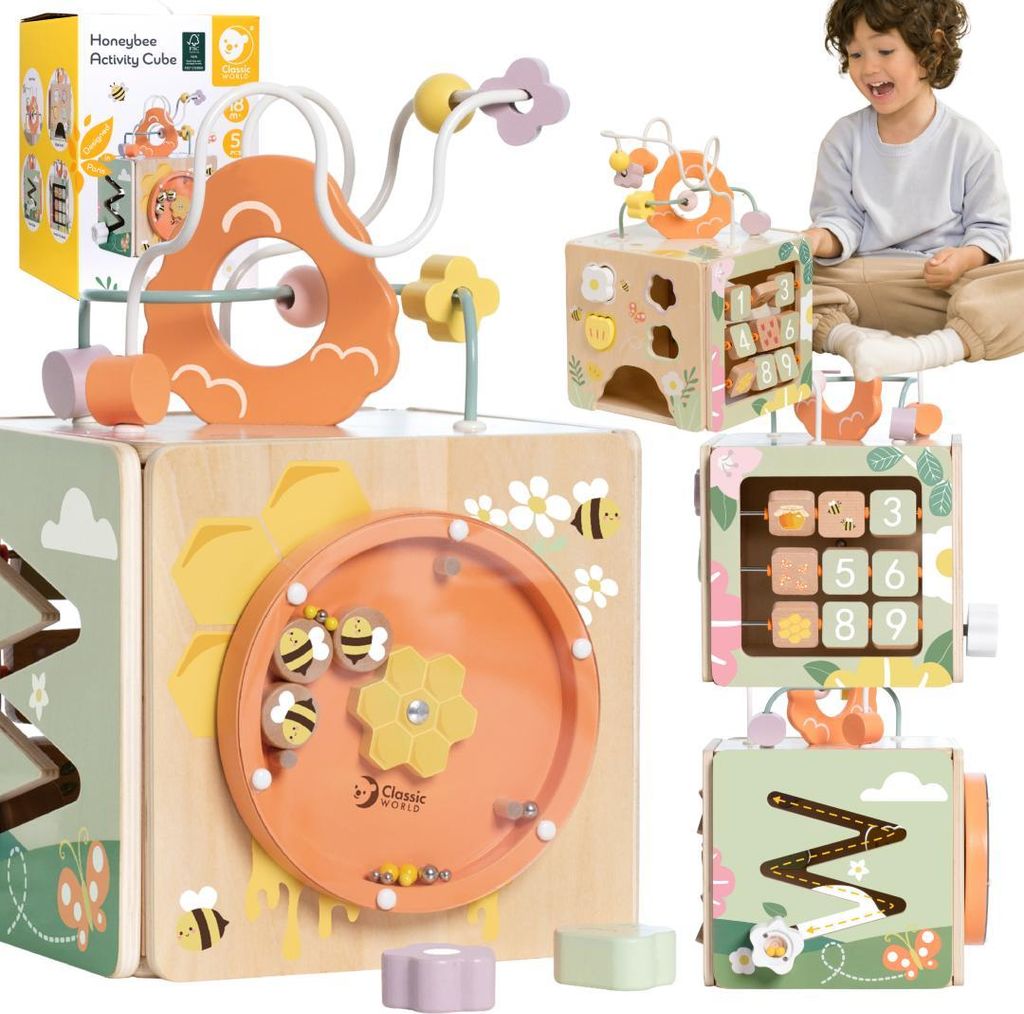 CLASSIC WORLD Drewniana Kostka Edukacyjna Sensoryczna 5w1 Produktbild 