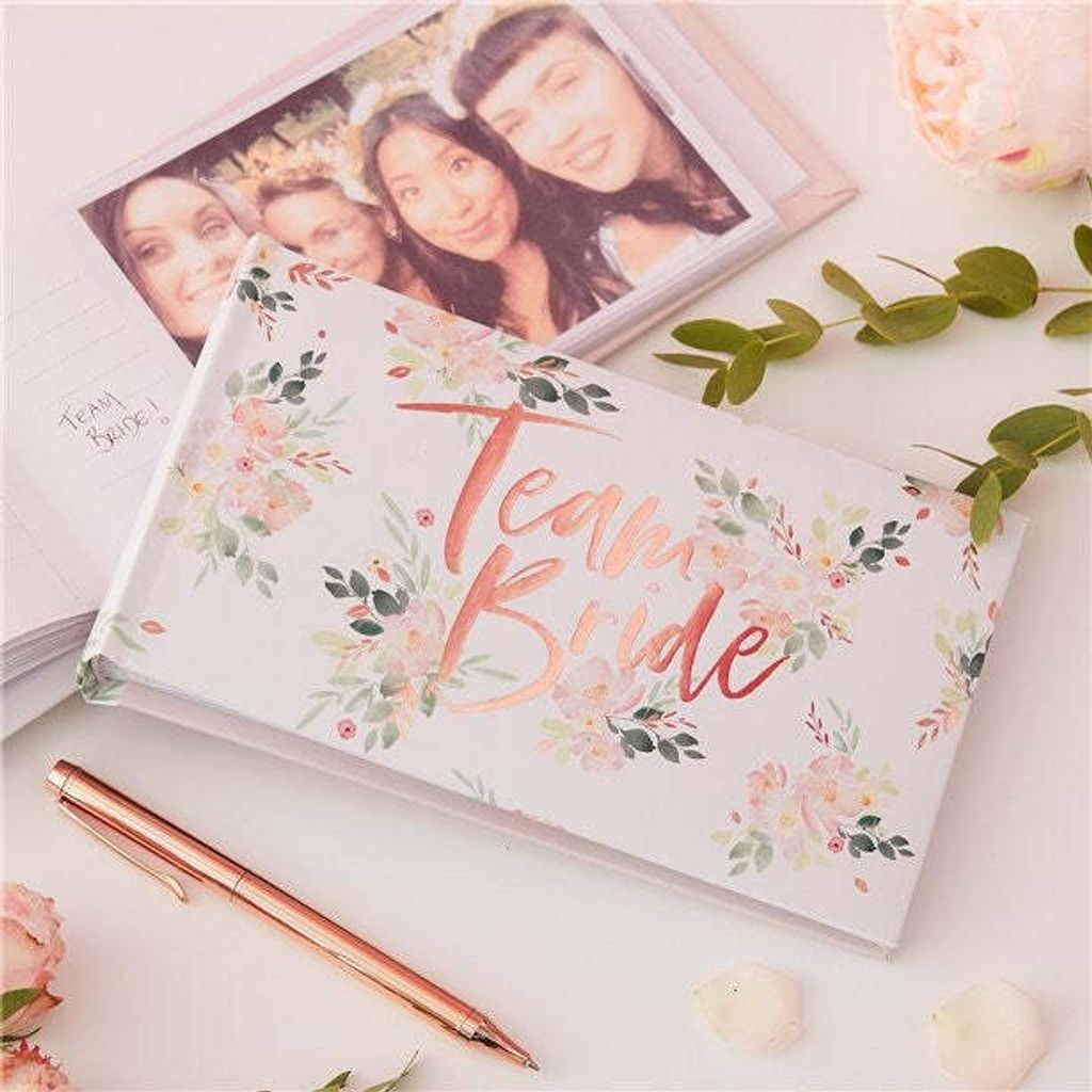 Fotoalbum Team Bride Floral Hen Party Roségold