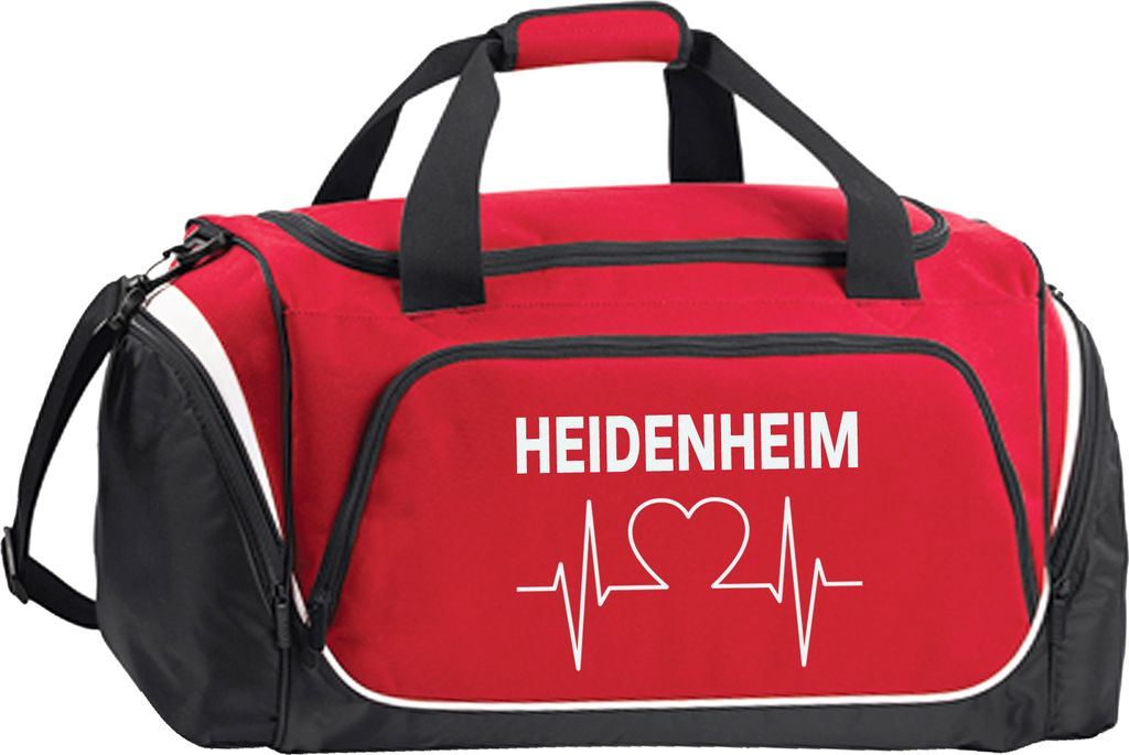 multifanshop Sporttasche - Heidenheim - Herzschlag, rot/schwarz, Größe one size