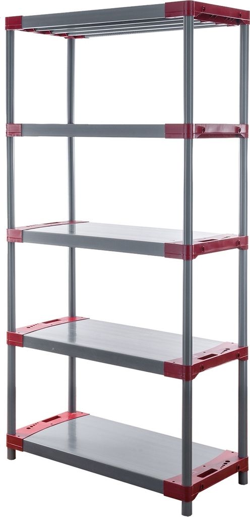 Kunststoffregal BIG GREY BEAR | Tall | HxBxT 180x80x46cm | Fachlast 160kg | Grau-Rot