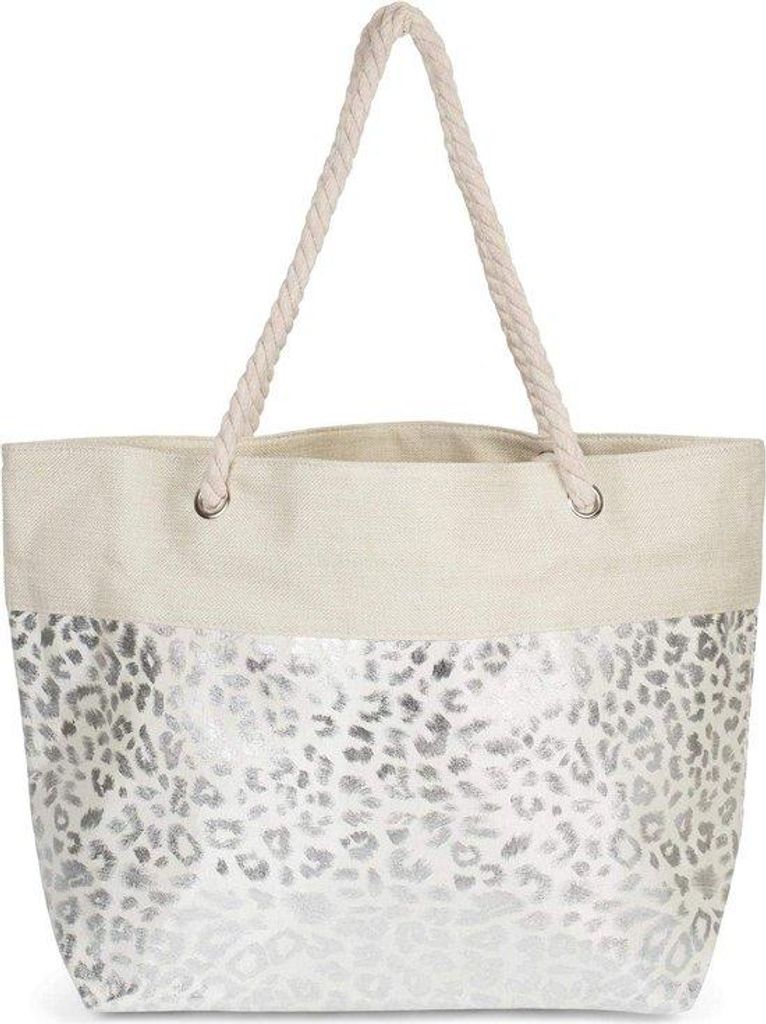 styleBREAKER Große Strandtasche mit Metallic Leo Print | Produktbild 