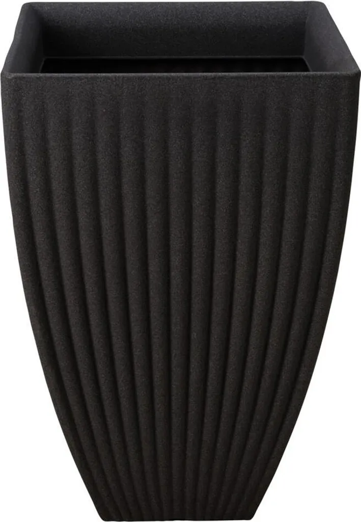 Grand bac à fleurs carré Lotus taupe 60cm de hauteur pour terrasse