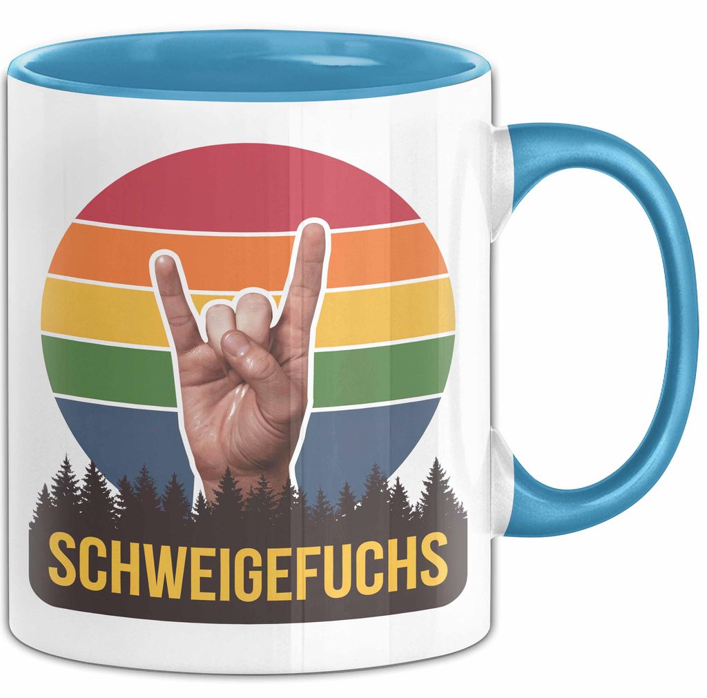 Lehrer Wertschätzung Tasse Geschenk Lustige Geschenkidee Spruch Schweigefuchs (Blau)