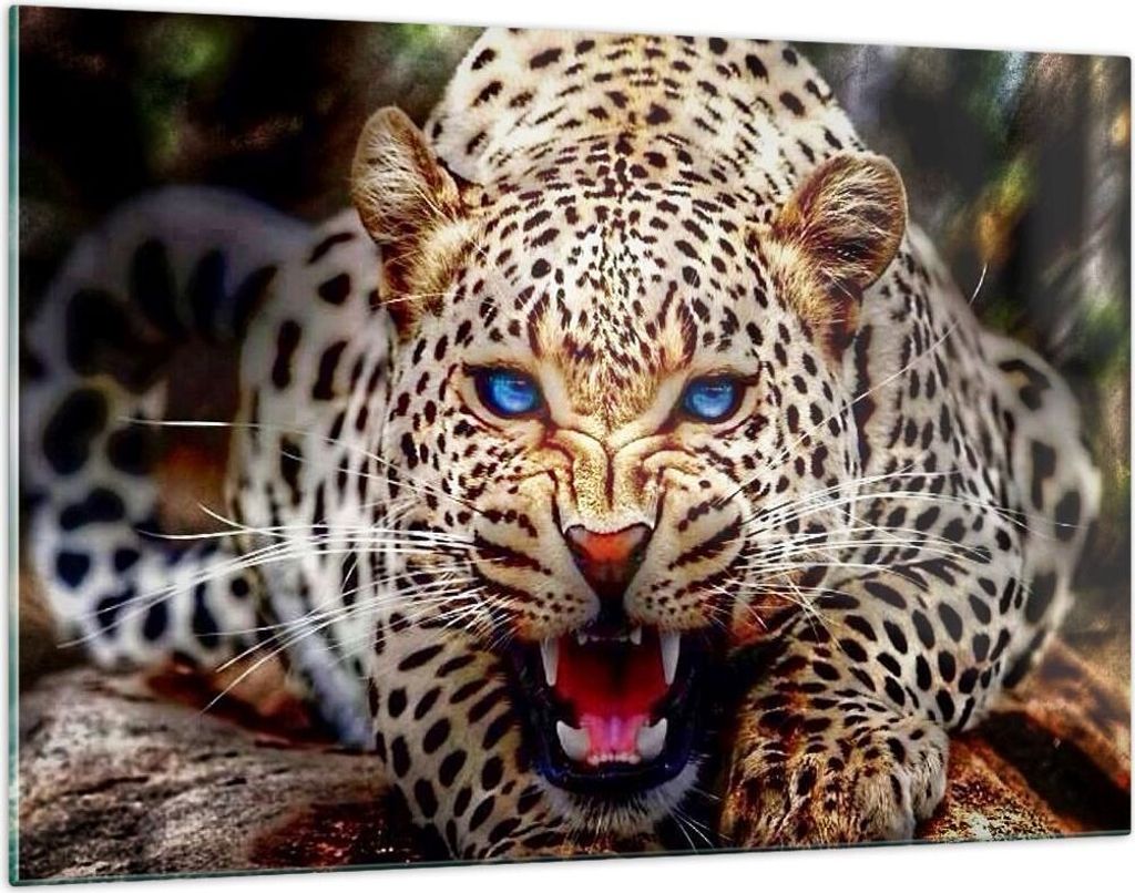 Bilder auf glas - Panther Tier - 120x80cm - Glasbilder - Wandbilder - Kunstdruck - zum Aufhängen bereit - Wanddekoration aus Glas - Glas Bilder - ...