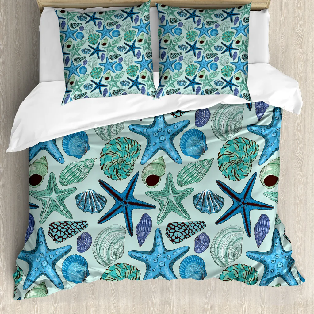 Set Letto Tropical ABAKUHAUS 155x220: Conchiglie Marine e Stile Hotel