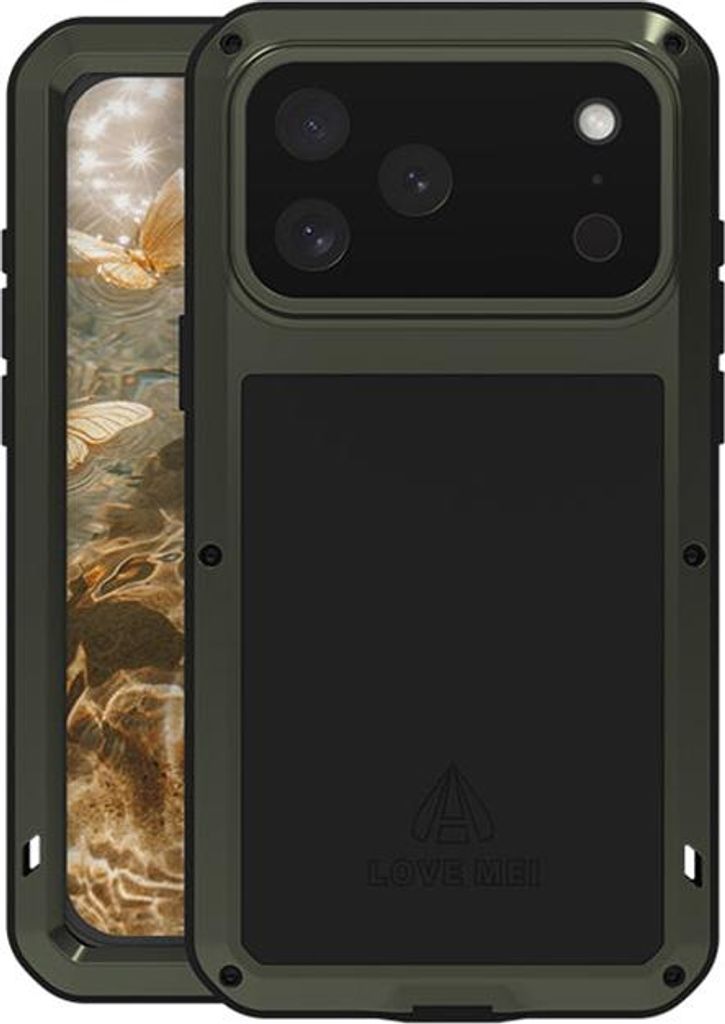Handyhülle für iPhone 17 Pro Max, Love Mei Powerful mit Glas, Grün